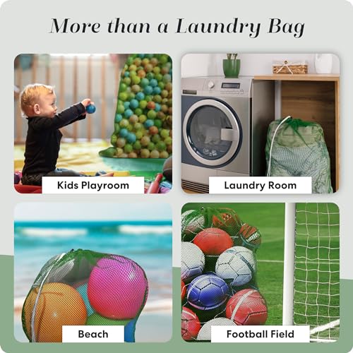 Handy Laundry Mesh XL Laundry Bags - Durable, Machine Washable with Secure Drawstring Closure - Perfect for College Dorms, Laundromats, Apartments (Green, Large 24" x 36") | XL 24x36 Mesh Laundry Bag, Secure Drawstring, Heavy Duty, Machine Washable, for D