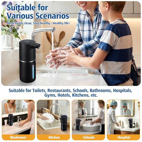 Automatic Liquid Soap Dispenser Touchless | USB Rechargeable Smart Hand Soap Dispenser, 4-Level Adjustable, 12oz Wall Mounted for Bathroom Kitchen(Black, Liquid) - color: Black