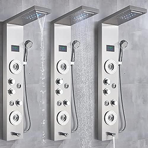 Shower Panel Tower Faucet Set Rain Massage Body Jets System Stainless Steel