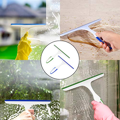 2 Pcs Shower Squeegee for Shower Glass Doors,Small Squeegee,Glass Wiper | Car Window Windshield Mirror Tile Cleaner Cleaning Wiper Squeegees Tool with Hook, Window Cleaning Shower Glass Squeegees - color: Blue, Green