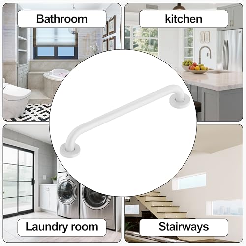 16 Inch Grab Bar 304 Stainless Steel Anti-Slip Bathroom Safety Handrail Wall Mount Assist Grip for Elderly Handicap Bathtub Shower Toilet, GB-4023-WH, White - color: White