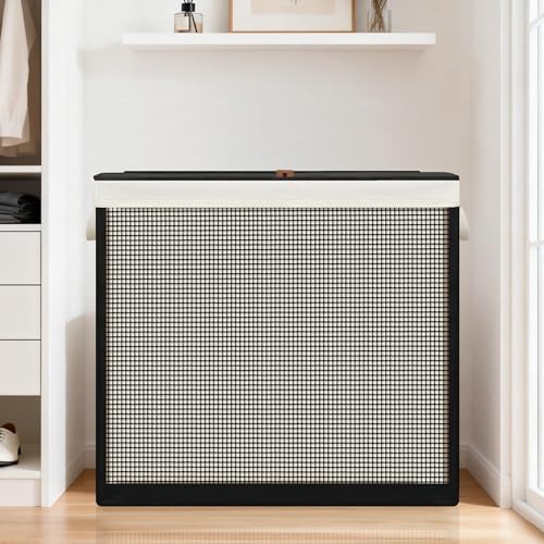 STO STO Laundry Hamper 3 Section with Lid, 180L Large 3 Compartment Laundry Sorter, Laundry Basket with Removable Washable Liner Bag, Breathable Clothes Hamper for Bedroom Bathroom Laundry Room Closet - size: 3-Section