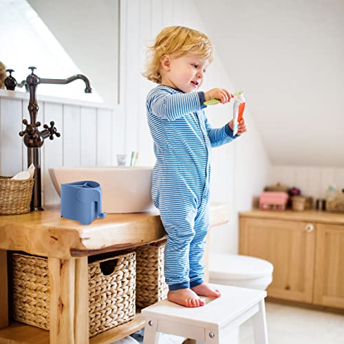 Elephant Toothbrush Holder for Toddler, Suction Cup Cute Toothbrush Holder for Kids, for Bathroom, with 3 Slots and 1 Hook, Sky Blue - color: Sky Blue
