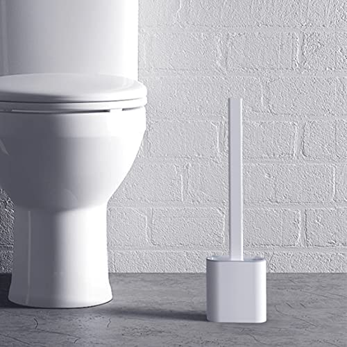 Toilet Brush with Holder, Flexible Rim Cleaner, Wall Mounted | PP Silicone Material, Compact Size, Flat Bendable Head Brush with Ventilation Slots Base, Ideal for Toilet, Sink, Tub
