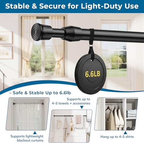 Spring Tension Curtain Rod Short Tension Rod (Black,12" to 19"-2Pcs) - color: Black, size: 12" to 19"-2Pcs