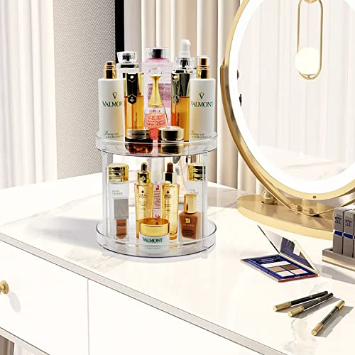 Amolliar 2 Tier 9 Inch Lazy Susan Turntable Organizer for Cabinet,Spice Rack Food Storage Container for Kitchen, Pantry, Fridge, Countertop, Vanity, Bathroom, Spinner Organizer for Spices, Condiments - size: Clear 9" 2 Tier 1 Pack