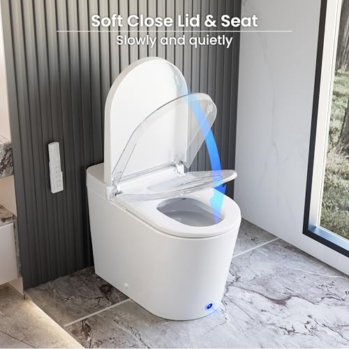 Smart Toilet with Bidet Built in, Foot Sensor, 1.28GPF(CD-K020) | Bidet Toilet with Wider Heated Seat, Warm Water & Dryer, Auto Flushing, Night Light, Remote Control - color: CD-K020