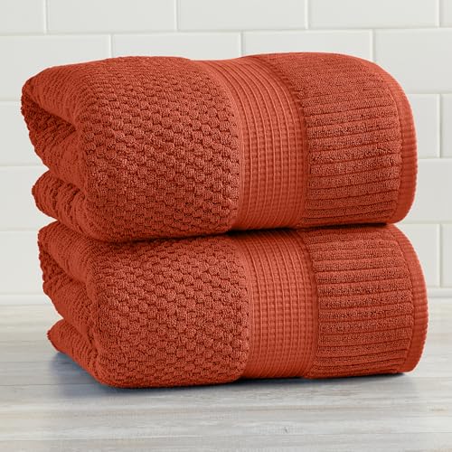NY Loft 100% Cotton 2-Pack Oversized Bath Towel Set | Clay | Quick-Dry | Two Oversized 35" x 70" Bath Towels / Bath Sheets | Super Absorbent | Designer-Styled Texture - color: Baked Clay, size: Bath Sheets (2 Pack)