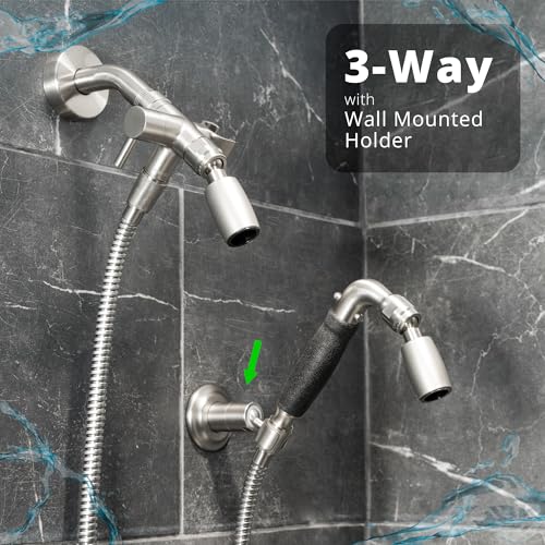 High Sierra® Lead-Free Metal 3-way Combo Shower Kit. Built in Diverter Valve Effortlessly Diverts Flow from the Fixed Shower Head to the Handheld and back - Low Flow 1.8 GPM-Polished Brass - color: Polished Brass, size: 1.8 GPM
