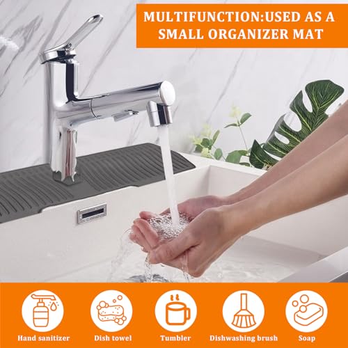 30 Inch Sink Splash Guard,Longer Silicone Sink Mat for Kitchen Bathroom,Kitchen Faucet,Silicone Sink Faucet Mat Splash Guard, Drip Protector Splash Countertop (Grey) - color: Grey