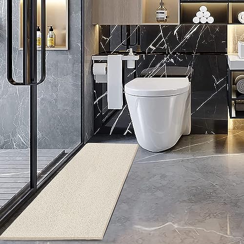 godehone Shower Mats Non Slip Without Suction Cups, PVC Loofah Bathroom Mats, Loofah Mats for Shower and Bathroom, Quick Drying, 17.1× 59 Inch, Beige - color: Beige, size: 59" x 17.1" (Rectangular)