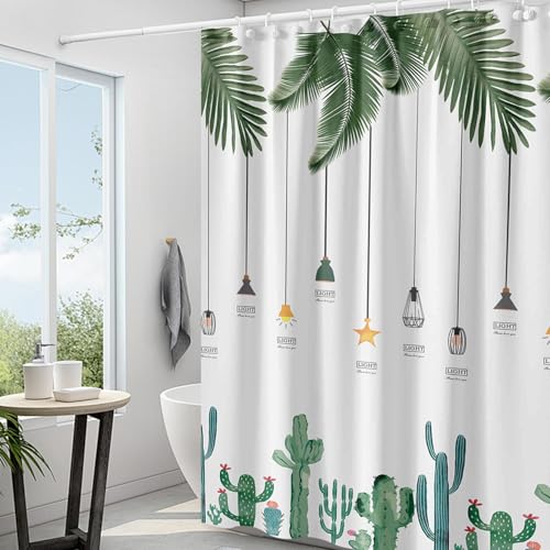 Plastic Shower Liner - Premium PEVA 6G Thickened Shower Curtain Liner with Rustproof Grommets and 3 Weighted Magnets, Waterproof Shower Curtain for Bathroom(Tropical Leaf, 72”*72”) - color: Tropical Leaf, size: 72”*72”