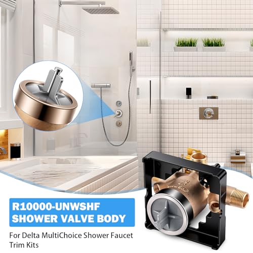 TOVEN-RV R10000-UNWSHF High-Flow Shower Valve Body with Stops | Compatible With Delta MultiChoice 13/14, 17 And 17T Trim Kits; 3-Port Shower-Only Design; 1/2-Inch Inlets - style: R10000-UNWSHF