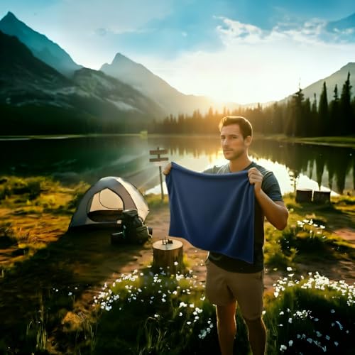 Microfiber Camping Towel for Face Quick Dry Lightweight Small Travel Body Beach Swimming Cycling Fishing Hiking Backpacking Towels(Navy Blue, 2 Pack S) - color: Navy Blue, size: 2 Pack S