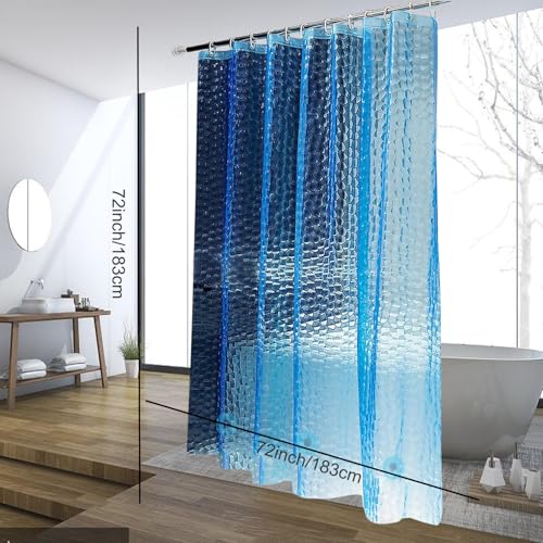 Shower Curtain Liner, 2 Pack 100% Waterproof Eva Shower Curtains with 3 Duty Heavy Bottom Magnets and 12 Rust Proof Grommets, 72x72 Weighted Shower Liner for Shower Stall, Bathtubs - color: Blue Cute 2 Pack