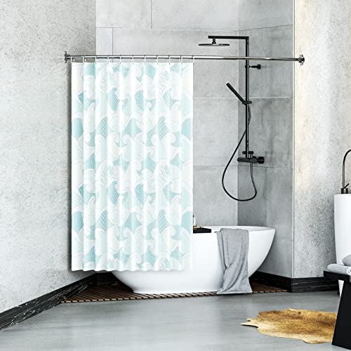 Mcrbeay Curved Shower Curtain Rod, Stainless Steel, Adjustable 40-72 inch | Heavy Duty, Extra Wide Round Shower Rod for Bathroom, Shower Stall, Bathtub, Rustproof, Silver - color: Silver, size: 40-72 Inches