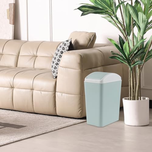 4.5 Gallon Plastic Trash Can with Lid, Swing Top Garbage Bin, Blue | Small Slim Swing Lid Trash Bin - color: Blue