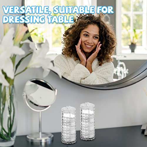 Skylety 2 Pcs Bathroom Cup Dispenser with Lid Acrylic Bathroom Cup Holder Makeup Cotton Pad Holder Organizer for 3-4oz Disposable Paper Mug Clear Diamond Pattern Cotton Rounds Container