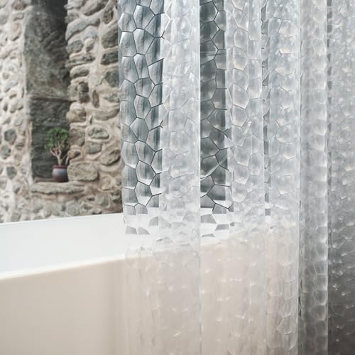 Ryhpez Clear Shower Curtain Liner - Shower Curtain Set with Hooks, Water Cube Pattern with See Through Top Window | 72"x78" - color: Water Cube W/ Window, size: 72"W x 78"L (Pack of 1)