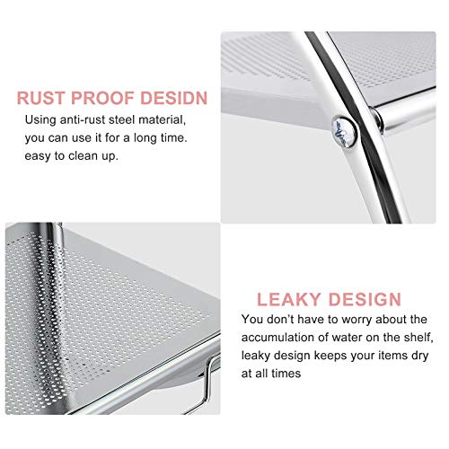 Wall Mounted Bathroom Shelf with Towel Bars,2 Tier Towel Rack, Rustproof Chrome Wall Storage Shelves for Home Bathroom Toilet