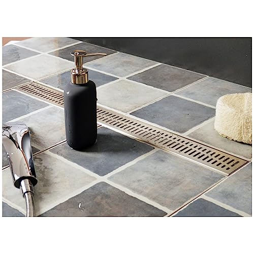 Neodrain 36" Linear Shower Drain with Removable Wave Pattern Grate,Brushed | Professional Brushed 304 Stainless Steel Rectangle Shower Floor Drain Manufacturer,with Leveling Feet, Hair Strainer - size: 36 In
