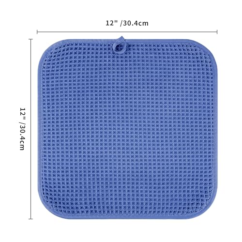 Microfiber Waffle Face Towels, 4 Pieces, Soft, Absorbent, Fast Drying, Lint Free 430 GSM (Dark Blue) - color: Dark Blue