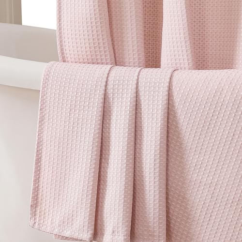 Blush Shower Curtain, Stall Small Waffle Weave Heavy Fabric Shower Curtains for Narrow Size Bathroom, Waterproof Soft Hotel Spa Luxury Bath Curtain Set, Machine Washable, Blush, 36x72 Inch - color: Blush, size: 36"W x 72"L (Pack of 1)