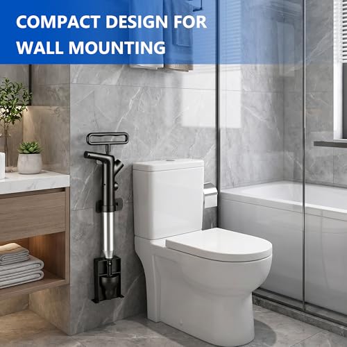 Toilet Plunger, High Pressure Toilet Plunger, Air Drain Blaster with Visual Barometer, Stainless Steel Drain Clog Remover Heavy Duty Plunger for Bathroom,Toilet, Kitchen, Floor Drain