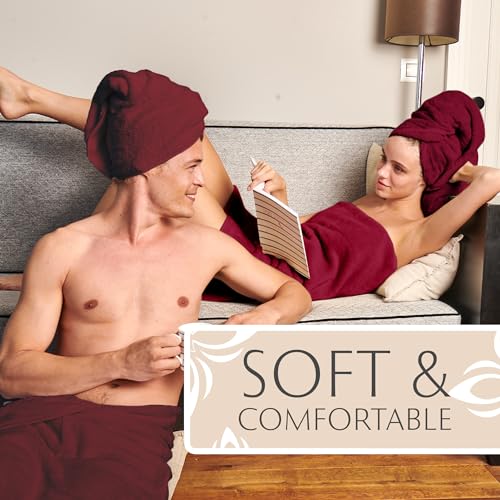MAURA Wine Red Extra Large Turkish Cotton Luxury Bath Towels Set of 4. Ultra-Soft, Thick & Plush Towels for Bathroom - Burgundy - color: Burgundy, size: Bath Towel (4-Pack)