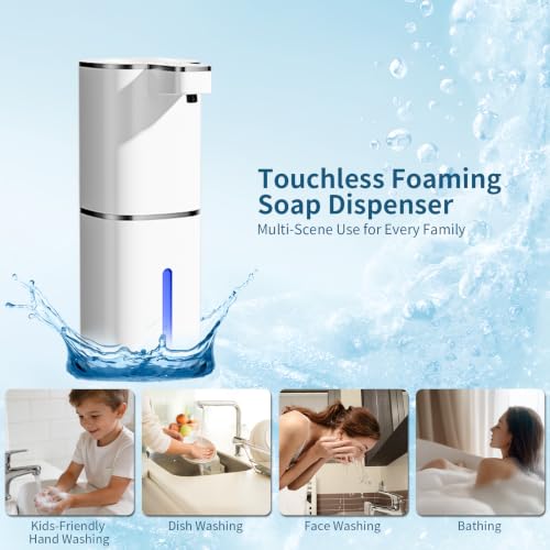 2 Pack Automatic Foaming Soap Dispenser Touchless, Digital Display, 14.2oz | 4-Level Adjustable, USB-C Rechargeable, IPX5 Waterproof, Wall Mount Soap Dispenser for Bathroom Kitchen Dish and Hand Soap