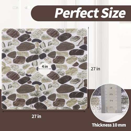 Hombys Non Slip Shower Mat 27x27 in, Shower Floor Mats with Drain Hole, Secure PVC Loofah Mat, Boho Coffee Pebble - color: Coffee Pebble, size: 27" x 27" (Rectangular)