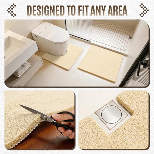 24 * 24in Shower Mat Bathtub Mat Non Slip | Bathmats Non Slip, Quick Drying Foot Scrubber Loofah Mats for Inside Shower, Tub, Bathroom, Home, Beige - color: Beige, size: 24" x 24" (Rectangular)