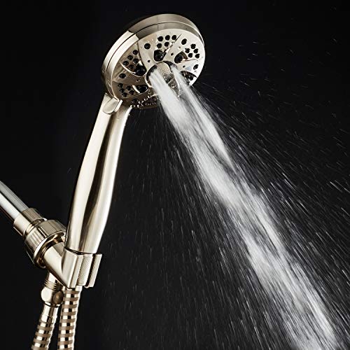 AquaDance High Pressure 6-Setting Hand Held Shower Head with Extra-Long 6 Foot Hose & Bracket – Anti-Clog Nozzles - USA Standard Certified - Top U.S. Brand - ALL BRUSHED NICKEL - color: Brushed Nickel