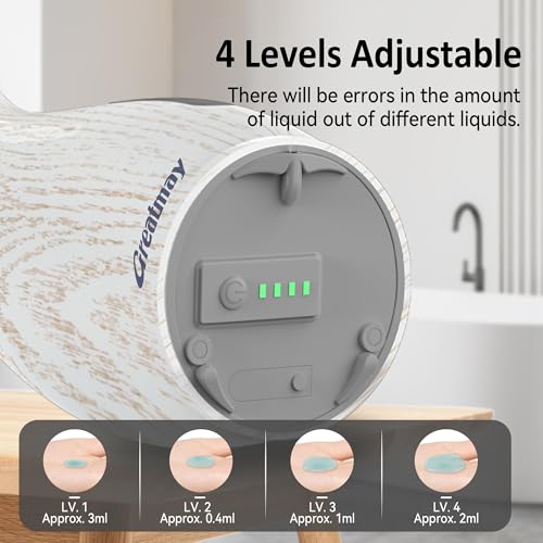 Automatic Soap Dispenser, 300 mL, 4 Levels, Rechargeable | Touchless sensor dispensing with 4 adjustable output levels, a 300 mL tank, and convenient magnetic charging for daily use - color: White Grain