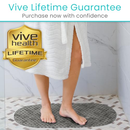 Vive Oval Bathtub Mat - Nonslip Shower Floor Pad - Non-Slip and Non-Skid for Bath Tub with Strong Rubber Suction Cup Grip - for Baby, Elderly, Kids, Bathroom (Gray) - color: Grey
