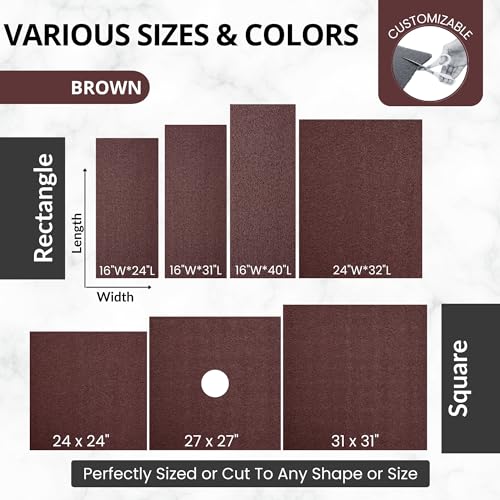 Enkosi Loofah Non-Slip Shower Mat - Shower Floors, Bathtub, Bathrooms, Wet Areas - Cushioned Bath Mat with Drain Holes - Quick Dry PVC, Secure Safety Pad Without Suction Cups (32x24 Brown) - color: Brown, size: 32" x 24" (Rectangular)