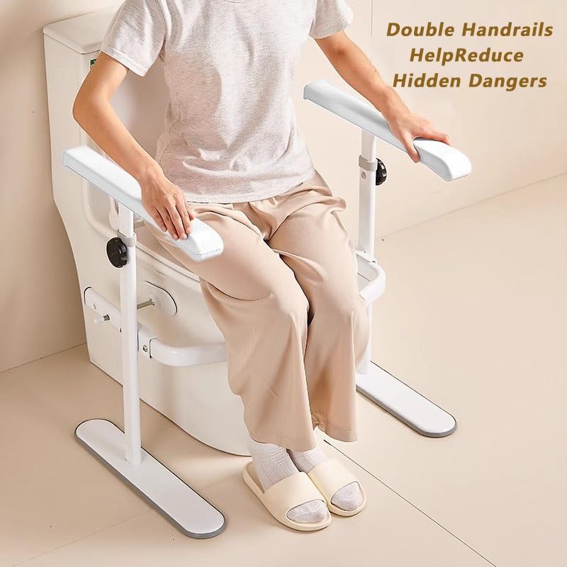 Toilet Safety Rails,Toilet Assistance Handles Safety Frames,Free Standing Adjustable Height Width Toilet Safety Frame Portable and Space-Saving