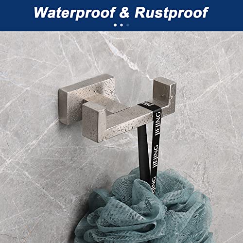 NearMoon Bath Double Towel Hook- SUS304 Stainless Steel Square Robe Towel Holder, Heavy Duty Rustproof Double Coat Hook for Bathroom Livingroom Kitchen Wall Mounted, 2 Pack (Brushed Nickel) - color: Brushed Nickel