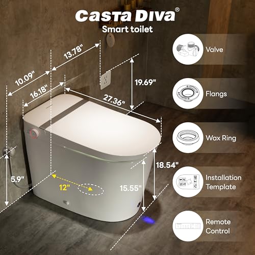 ADA Smart Toilet Bidet with Auto Open Close Heated Seat(K050Pro) | Bidet Toilet with Tank, 1000g MaP Quiet Flush, Comfort ADA Seat, Foam Shield, Dryer, Foot Sensor, Auto & Blackout Flush - color: K050Pro