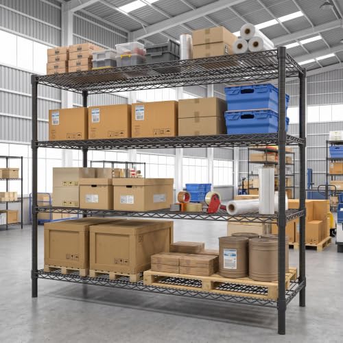 Garvee 2600LBS 4-Tier Storage Shelves Heavy Duty, Adjustable Metal Shelving | 55.1"Wx17.7"Dx63"H, Carbon steel wire shelving rack, free standing, tool-free assembly, for garage basement pantry, black - size: 55"Wx17.7"Dx63"H(4-Tiers)