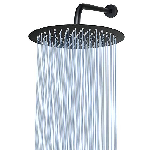 NearMoon Rain Shower Head, Ultra-Thin Design-Pressure Boosting, Awesome Some Experience, High Flow Stainless Steel Rainfall Head (12 Inch, Matte Black) - color: Matte Black, size: 12 Inch
