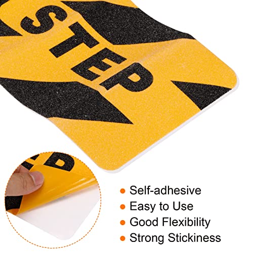 PATIKIL 6" x 24" Watch Your Step Warning Sticker, 2 Pack Adhesive Abrasive Non Slip Tape for Wet Surface Stair Floor Caution