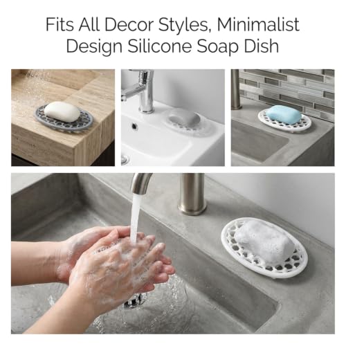 3 Pcs Soap Dish Plastic Clear Bar Holder Tray Container Self Draining Soap Saver with Holes for Kitchen Bathroom Counter Shower
