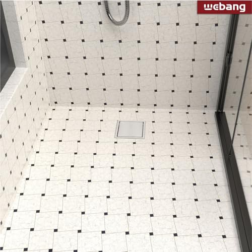 4 Inch Square Shower Drain Brushed Floor Drain with Flange Reversible 2-in-1 Cover Tile Insert Grate Removable SUS304 Stainless Steel CUPC Certified Brushed - color: Brushed, size: 4 Inch