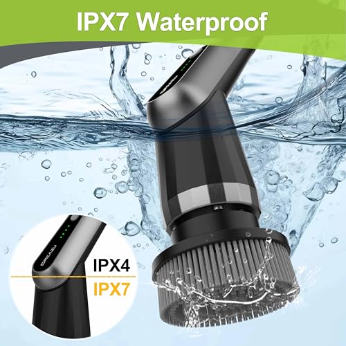 Dreazu Pro Electric Spin Scrubber, 10-in-1 Shower Scrubber & Retractable Long Handle, 44 lbs High-Torque & Variable Speed Shower Cleaning Brush for Bathroom,Toilet, Bathtub, Kitchen, Tile Floors, Car - color: Metalgray