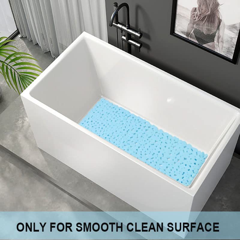 SONGZIMING Bathtub Mat Non Slip Pebble Bath Shower Mat with Drain Holes, Suction Cups Mat for Tub 16" W x 35" L, Blue - color: Blue