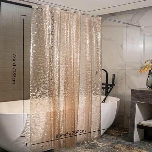 Shower Curtain Liner, Waterproof EVA 3D Shower Curtains with Duty Heavy Bottom Magnets and Rust Proof Grommets, Weighted Shower Liner for Shower Stall, Bathtubs - color: Brown Pebble, size: 72"W x 78"L (Pack of 1)