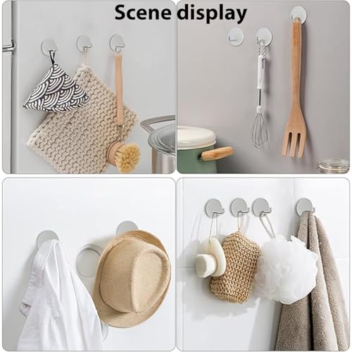 5 Pcs Adhesive Hooks Waterproof in Shower Hooks for Hanging Loofah, Towels, Clothes, Robes for Bathroom(Silver Round) - color: Silver Round