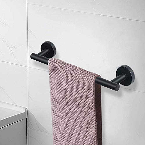 NearMoon Bath Towel Bar, Thicken Stainless Steel Shower Towel Rack Holder Wall Mounted for Bathroom, 9-lnch Overall Length-7-lnch Usable Hanging Space (1 Pack, Matte Black) - color: Matte Black, size: 9 Inch