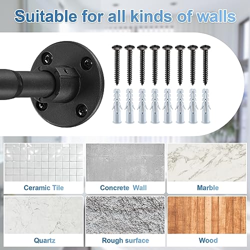 Heavy Duty Shower Curtain Rod - 28 to 62" Fixed Shower Curtain Rod Wall Mounted - Adjustable Extendable Rustproof for Bathroom,Closet,Doorway,Room Divider - Matte Black 2 Pack - size: 29-62" (2 Pack)